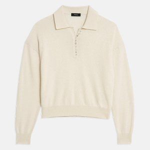 Collared Polo Cashmere Sweater, Theory, Size S